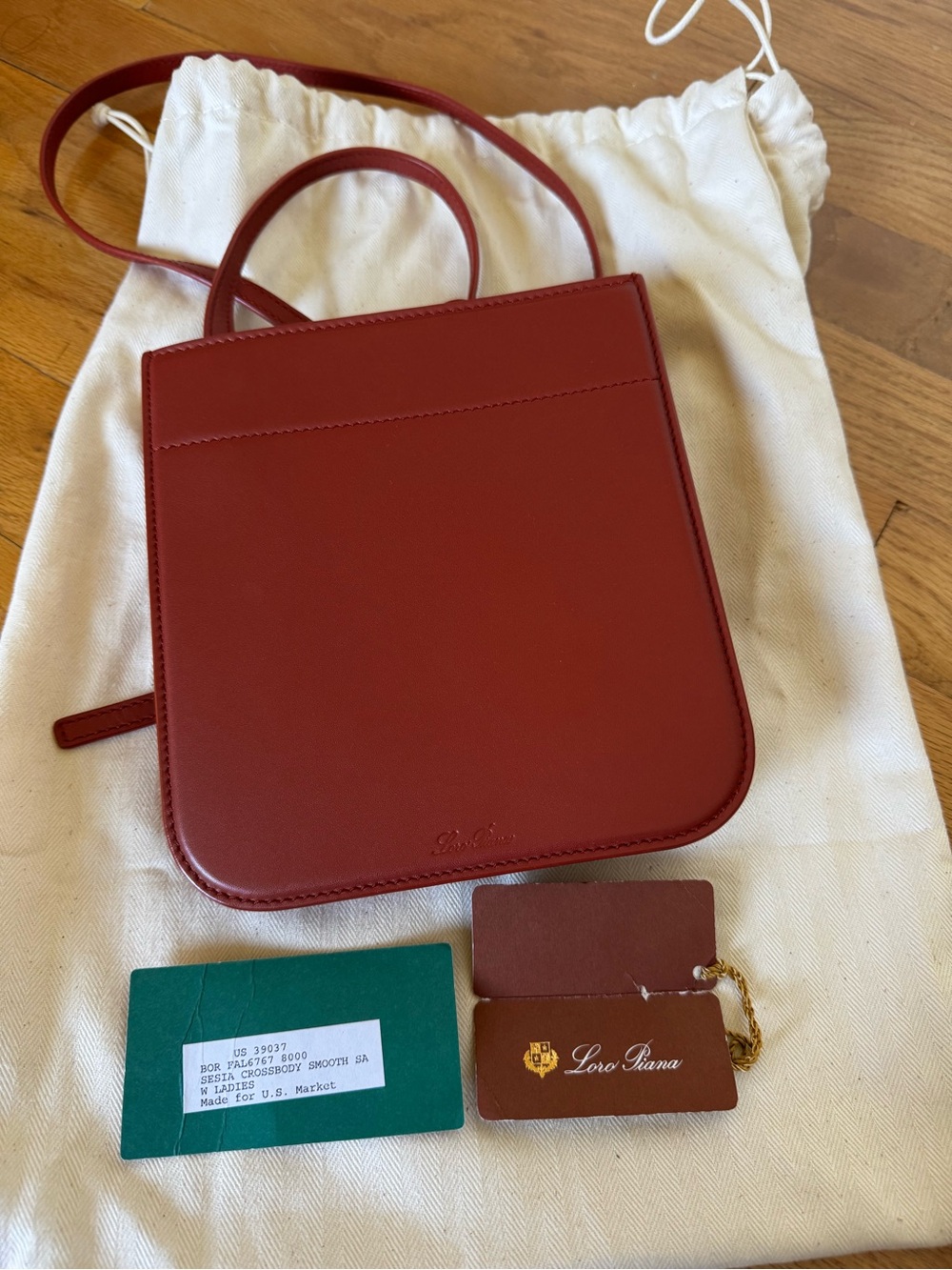 Loro Piana Burgundy Red Smooth Leather Crossbody Bag